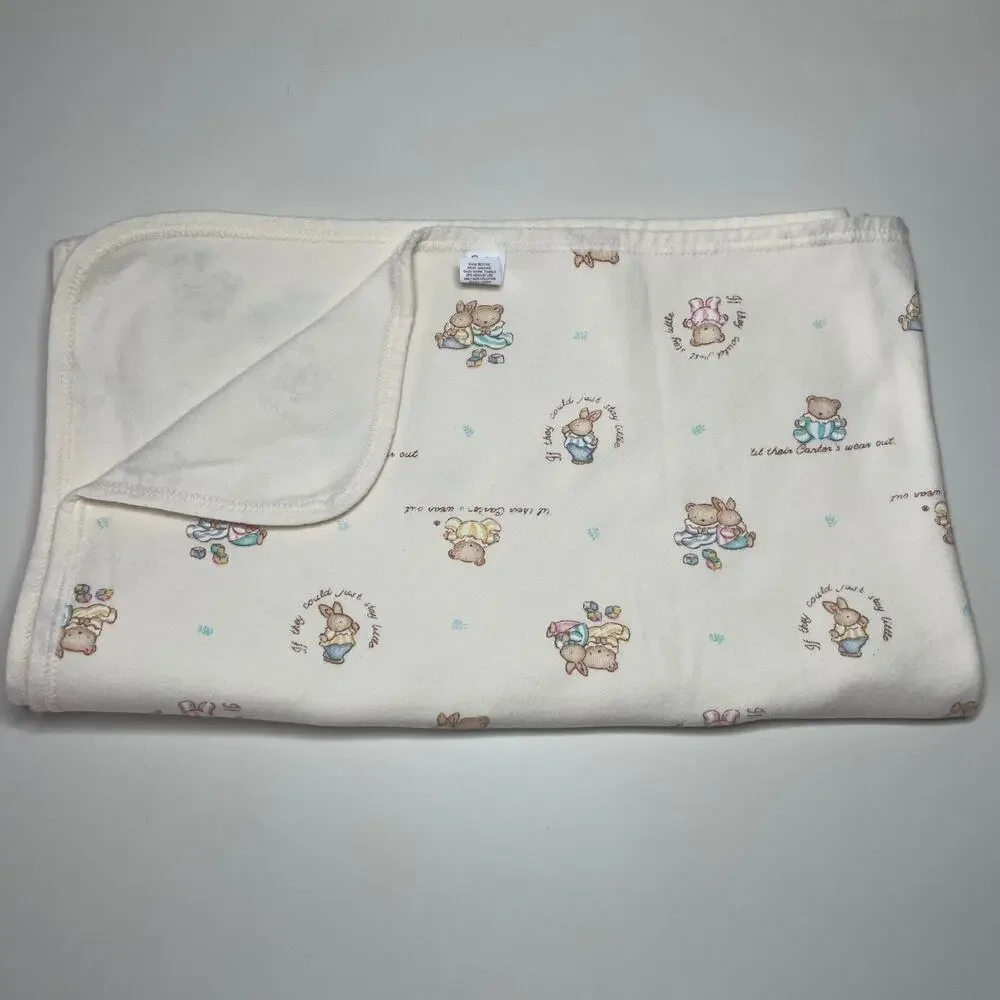 Vintage Carters Classics If They Could Stay Little Baby Blanket White Bear Bunny